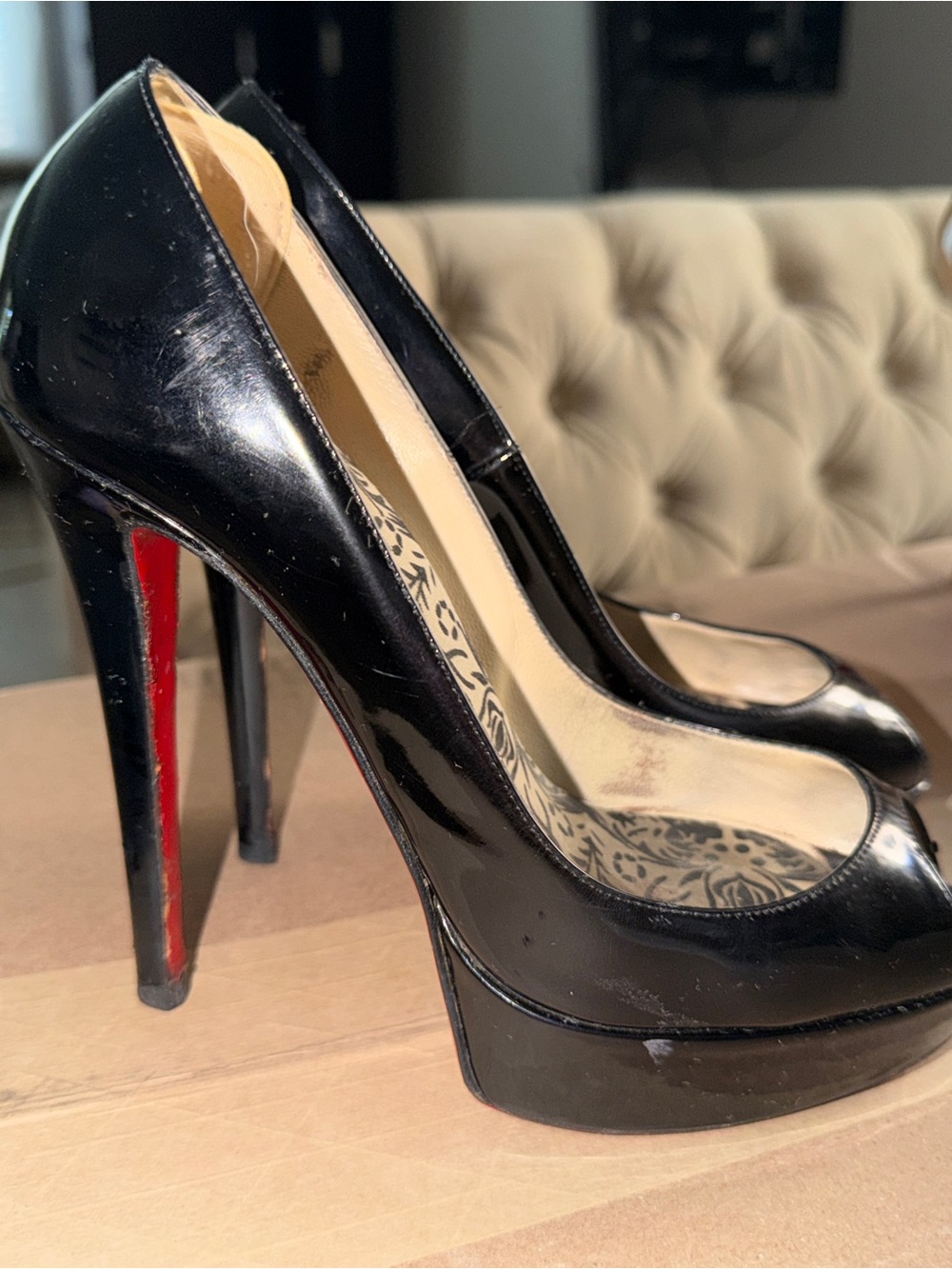 Black Patent High Heel Platform Pumps - Brand Unknown